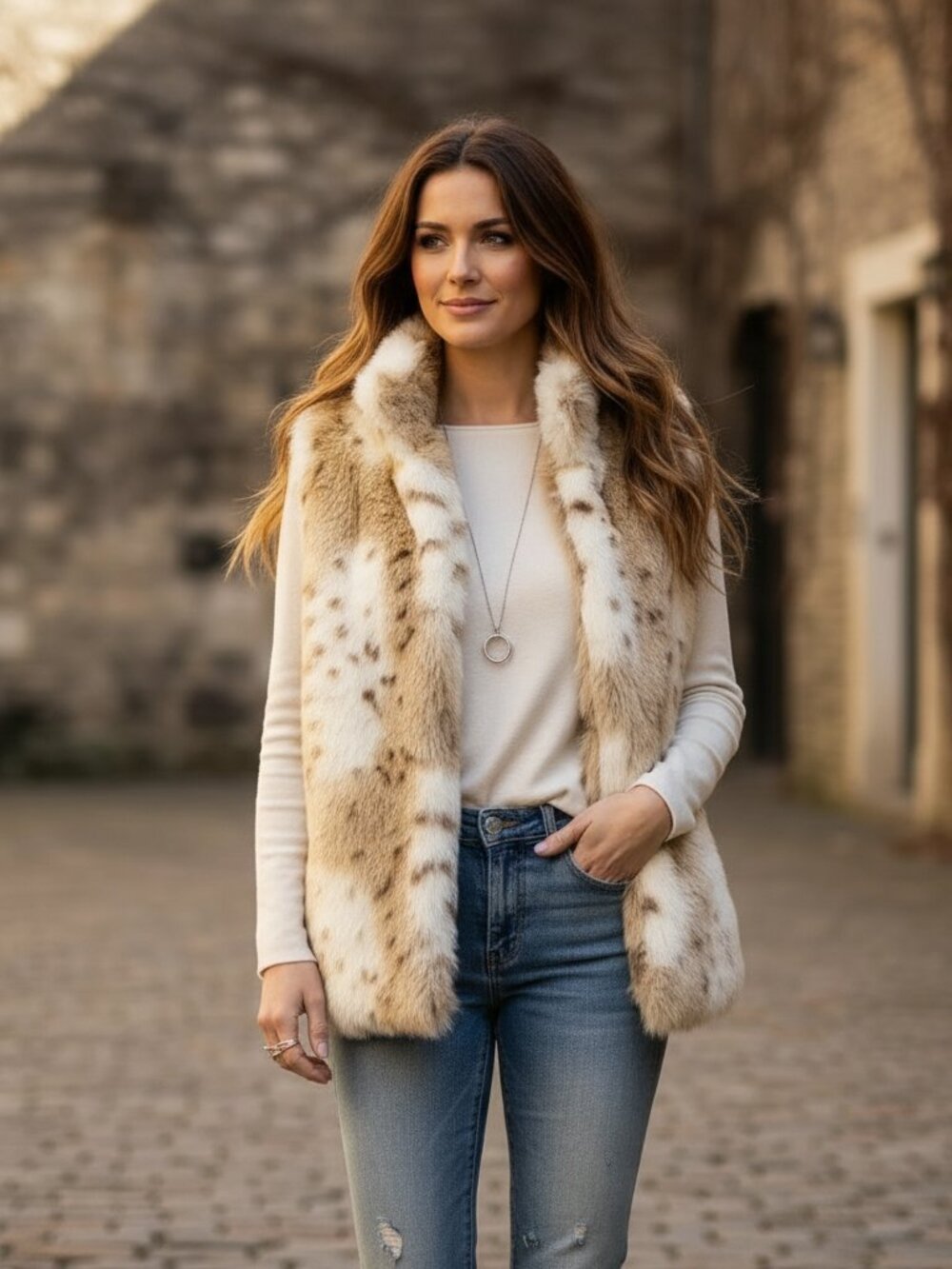 Vintage M Parkhurst Faux Fur Vest Cream 80s 90s Y2K Glam Indie Cabin Cozy Earthy